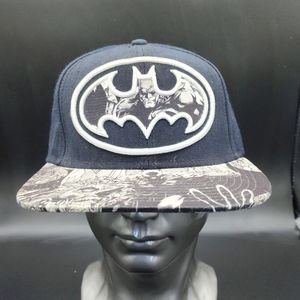 Batman The Dark Knight Hat Cap Black Snapback OSFA Adjustable Bat Logo Graphics